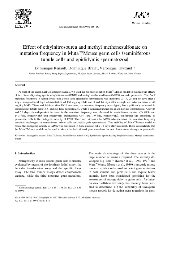 (PDF) Effect of ethylnitrosourea and methyl methanesulfonate on ...