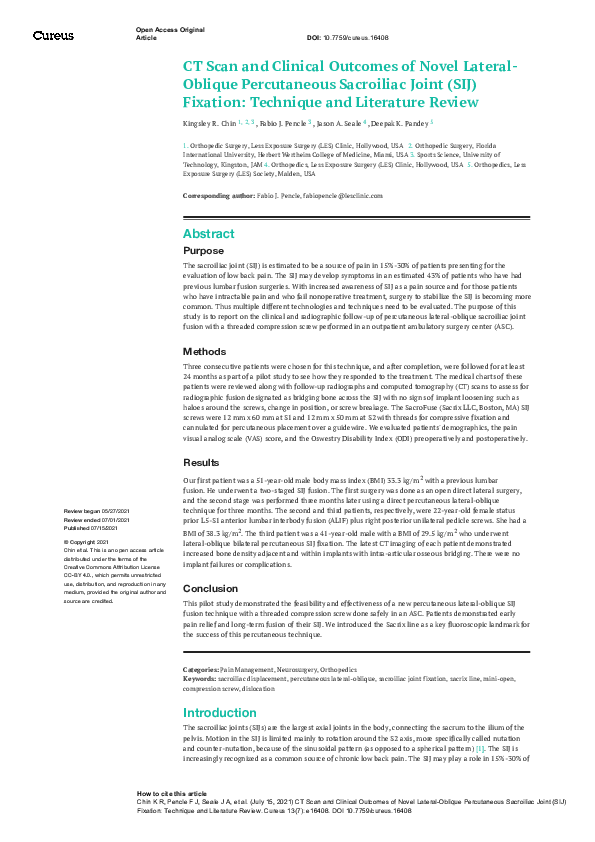 (PDF) CT Scan and Clinical Outcomes of Novel Lateral-Oblique ...