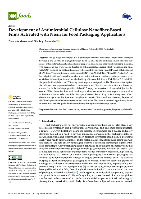(PDF) Development of Antimicrobial Cellulose Nanofiber-Based Films ...