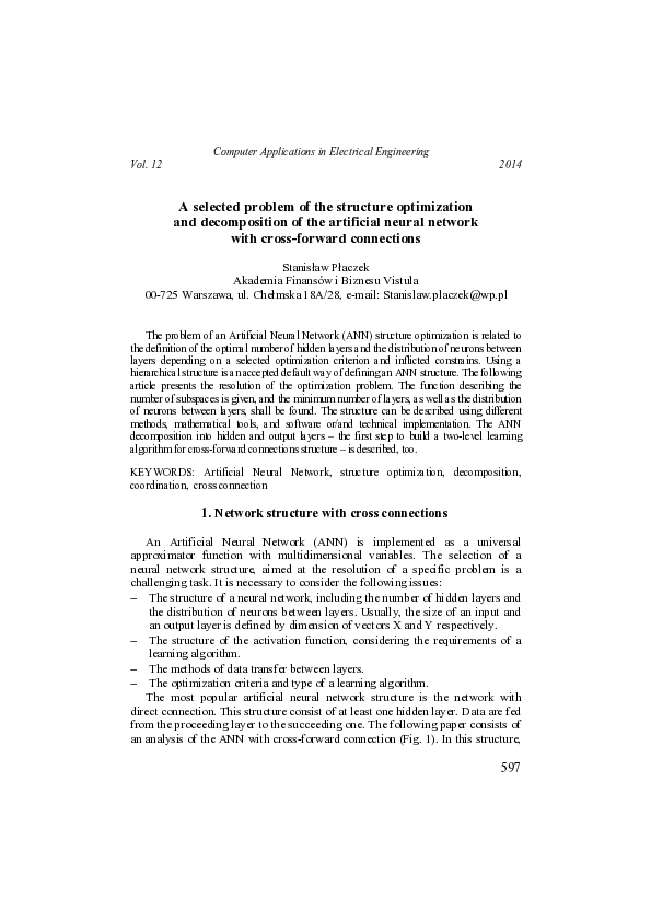 (PDF) A selected problem of the structure optimization and ...
