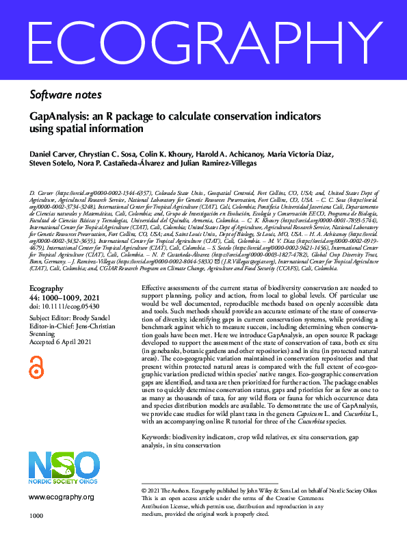(PDF) GapAnalysis: an R package to calculate conservation indicators ...