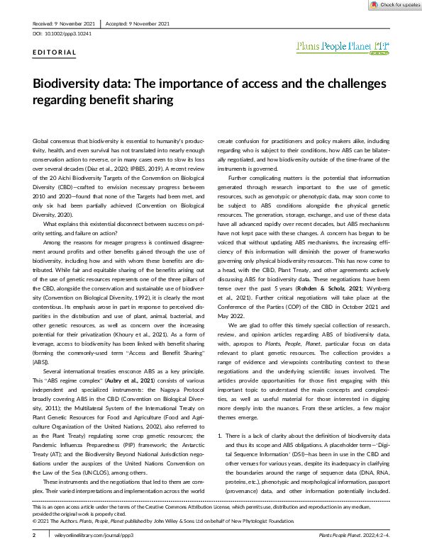 (PDF) Biodiversity data: The importance of access and the challenges ...