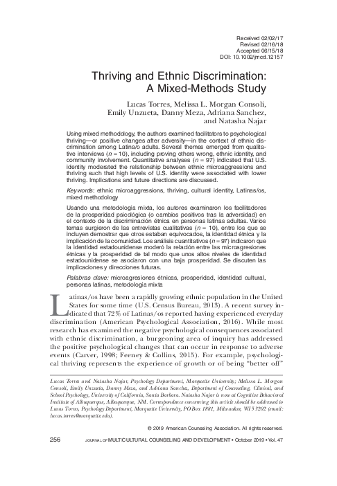 (PDF) Thriving and Ethnic Discrimination: A Mixed‐Methods Study