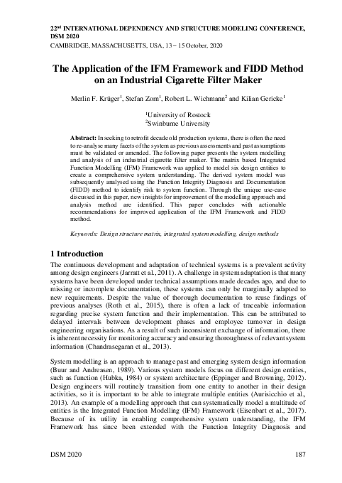 (PDF) The Application of the IFM Framework and FIDD Method on an ...