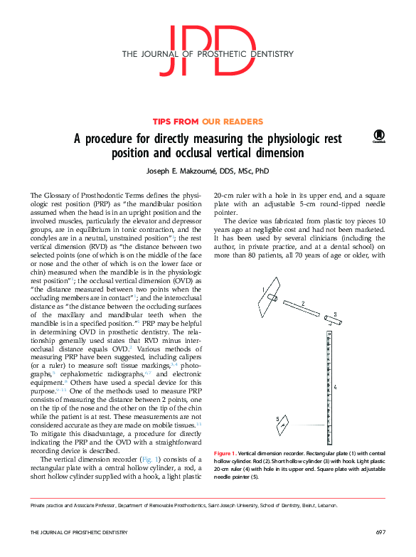(PDF) A procedure for directly measuring the physiologic rest position