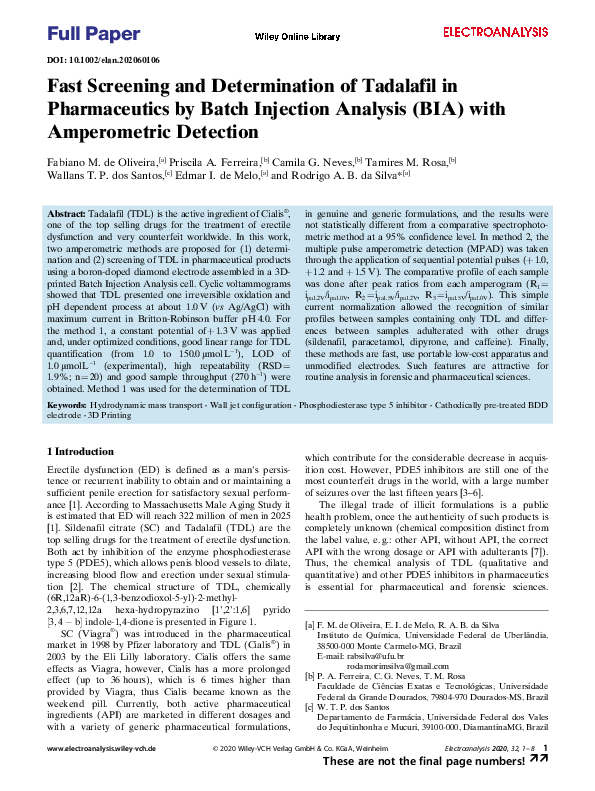 Fast Screening and Determination of Tadalafil in Pharmaceutics by Batch ...
