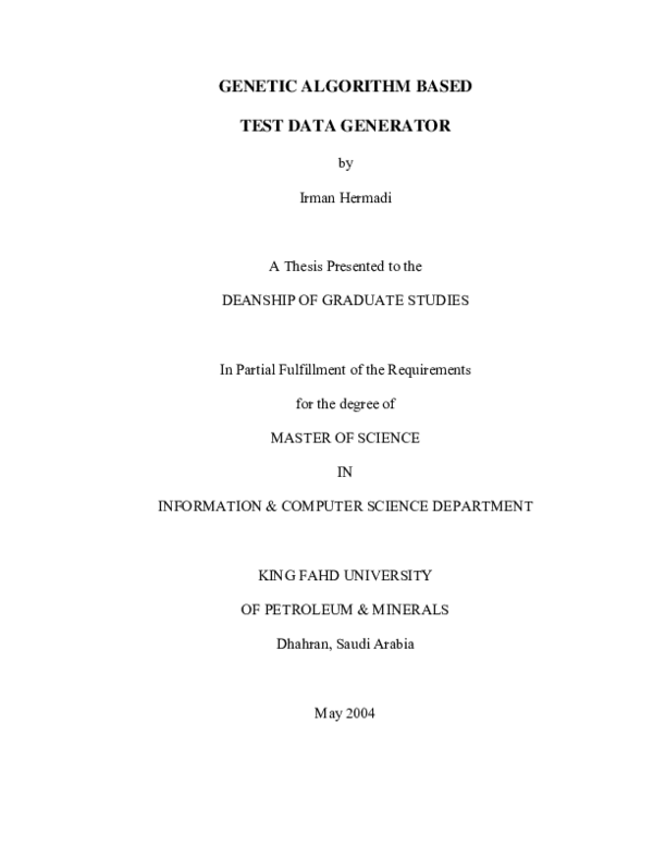 (PDF) Genetic algorithm based test data generator