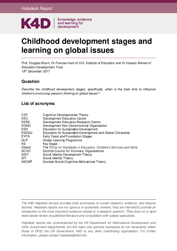 (PDF) Childhood development stages and learning on global issues