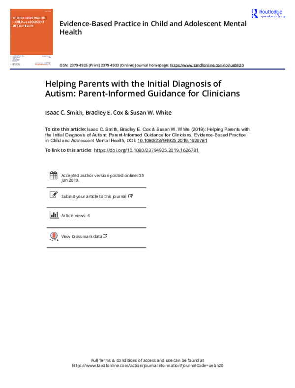 (PDF) Helping Parents with the Initial Diagnosis of Autism: Parent ...
