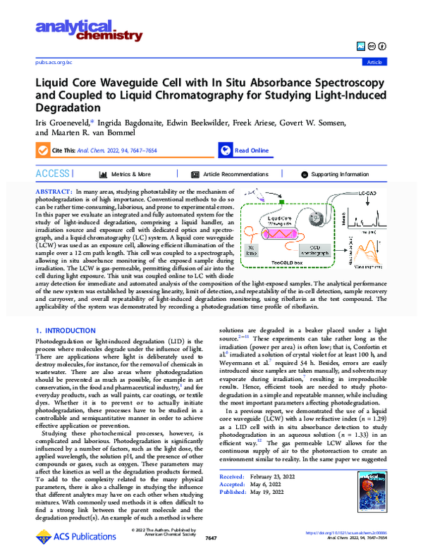 (PDF) Liquid Core Waveguide Cell with In Situ Absorbance Spectroscopy ...