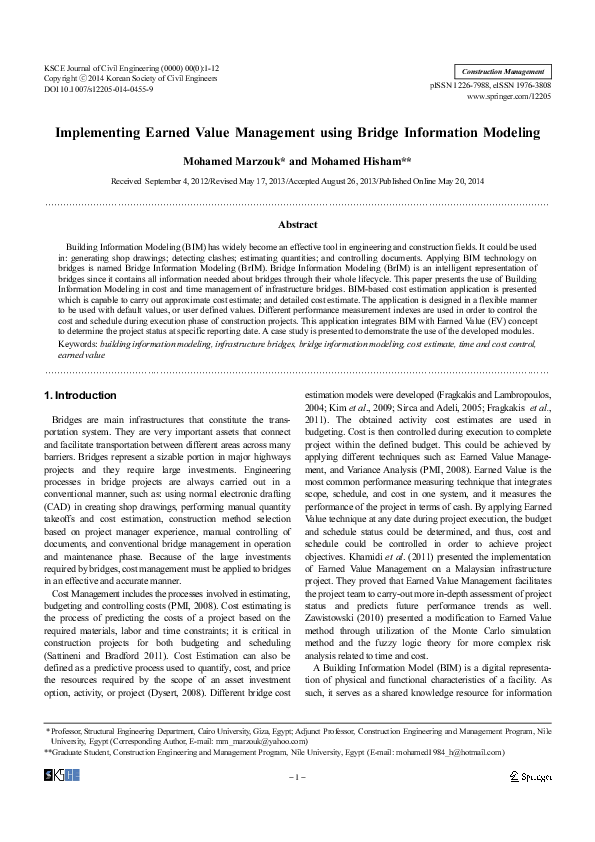 (PDF) Implementing earned value management using bridge information ...