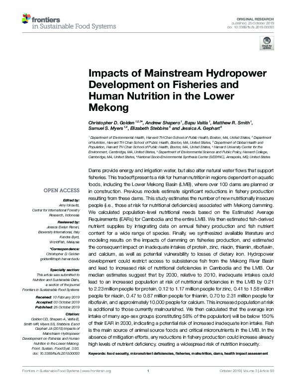 (PDF) Impacts of Mainstream Hydropower Development on Fisheries and ...