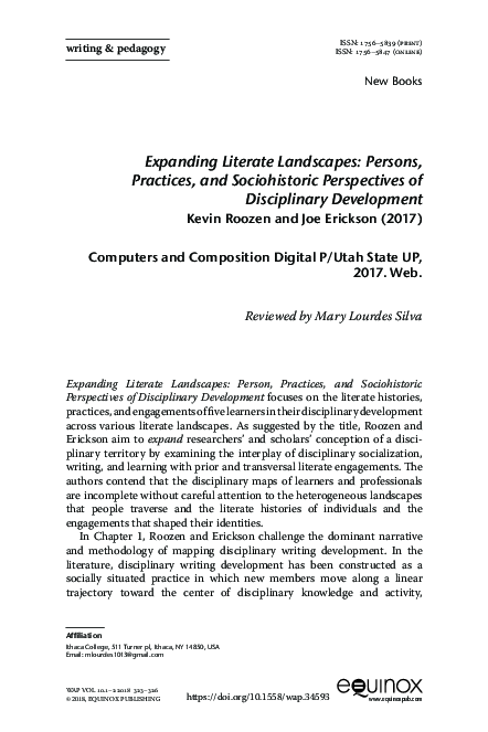 (PDF) Expanding Literate Landscapes: Persons, Practices, and ...