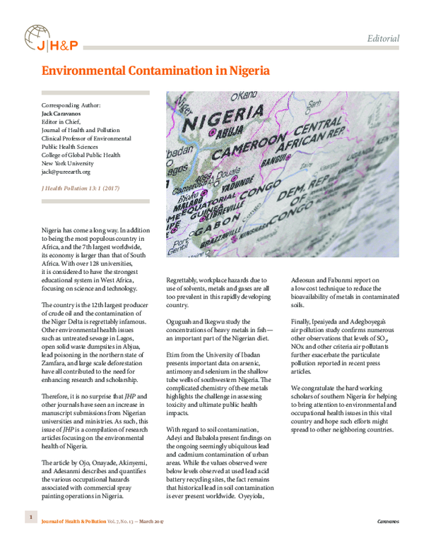 (PDF) Environmental Contamination in Nigeria
