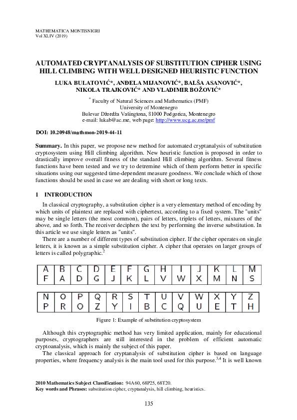 (PDF) Automated cryptanalysis of substitution cipher using Hill ...
