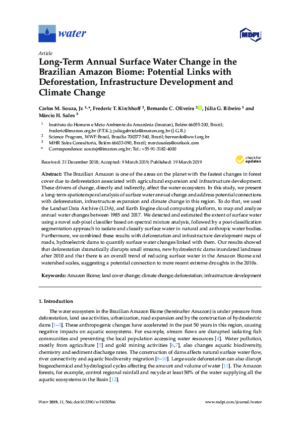 (PDF) Long-Term Annual Surface Water Change in the Brazilian Amazon ...