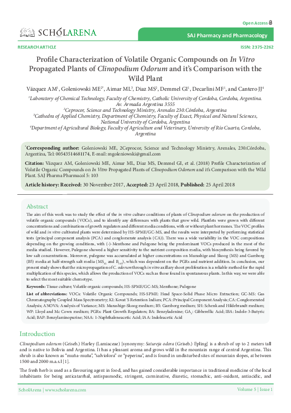 (PDF) Profile Characterization of Volatile Organic Compounds on in ...