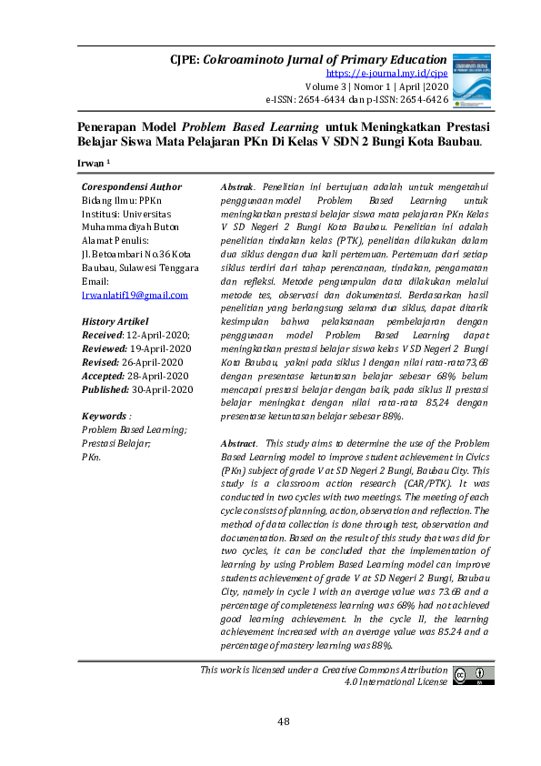 (PDF) Penerapan Model Problem Based Learning Untuk Meningkatkan Hasil ...