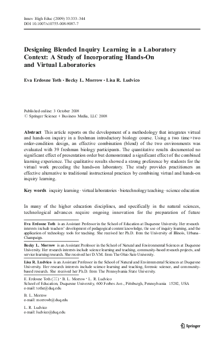 (PDF) Designing Blended Inquiry Learning in a Laboratory Context: A ...