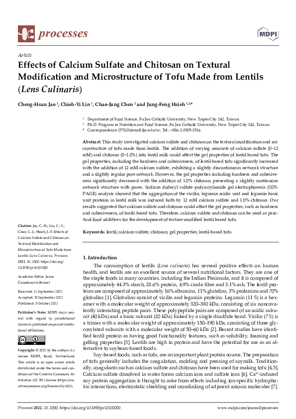 (PDF) Effects of Calcium Sulfate and Chitosan on Textural Modification ...