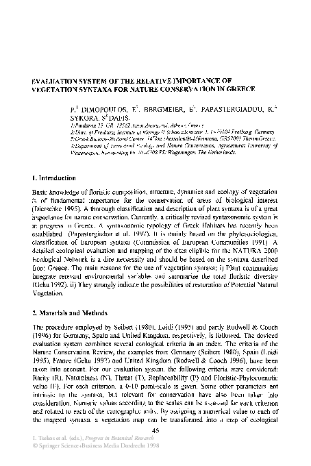 (PDF) Evaluation System of the Relative Importance of Vegetation ...