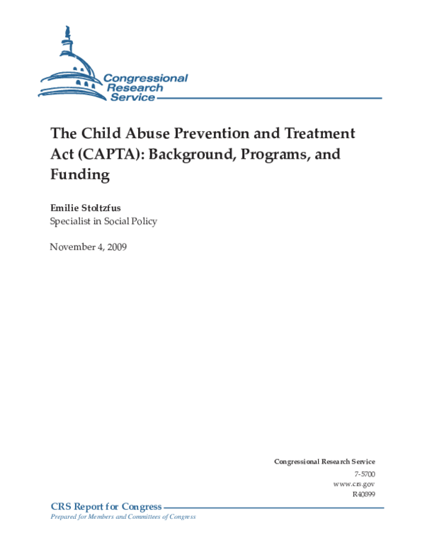 (PDF) The Child Abuse Prevention and Treatment Act (CAPTA): Background ...