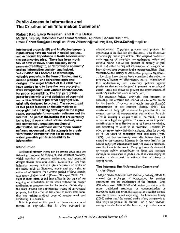 (PDF) Public access to information and the creation of an ‘information ...