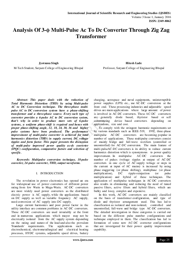 (PDF) Analysis Of 3-ϕ Multi-Pulse Ac To Dc Converter Through Zig Zag ...
