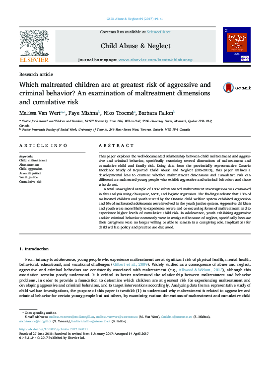 (PDF) Which maltreated children are at greatest risk of aggressive and ...