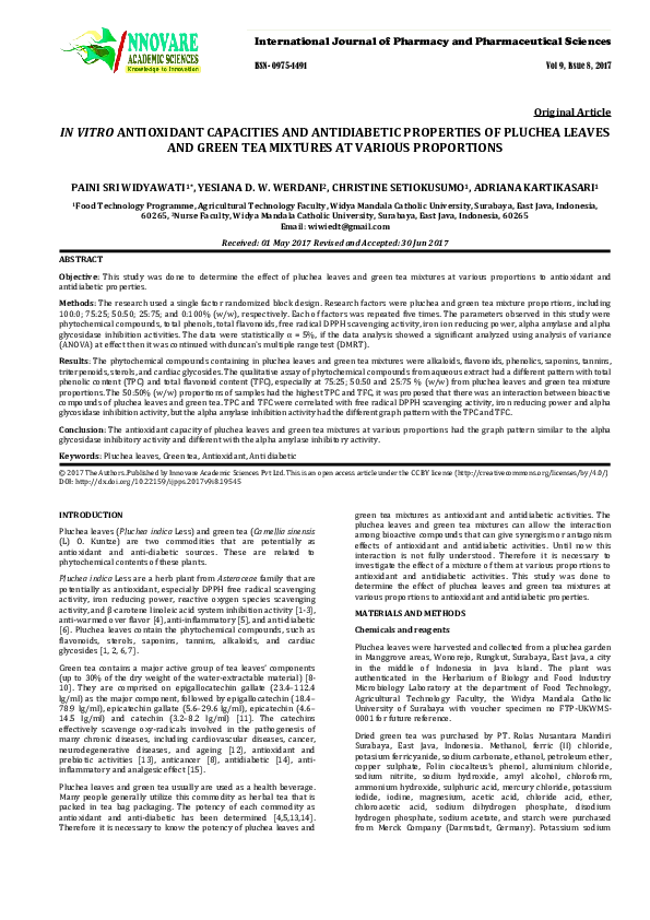 (PDF) In Vitro Antioxidant Capacities and Antidiabetic Properties of ...