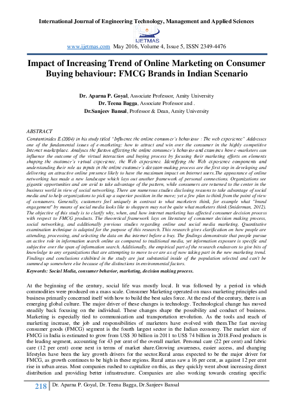 (PDF) Impact of Increasing Trend of Online Marketing on Consumer Buying ...
