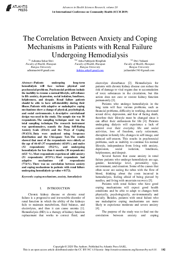 (PDF) The Correlation Between Anxiety and Coping Mechanisms in Patients ...