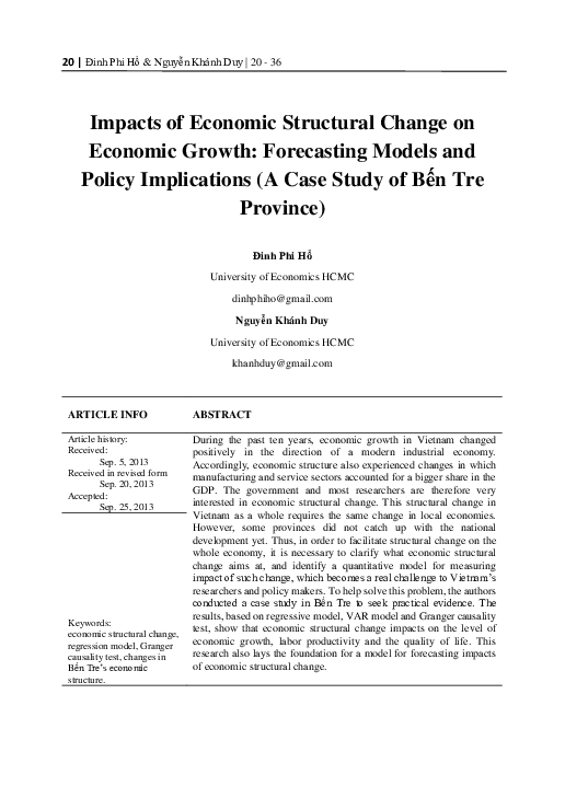 (PDF) Impacts of Economic Structural Change on Economic Growth ...