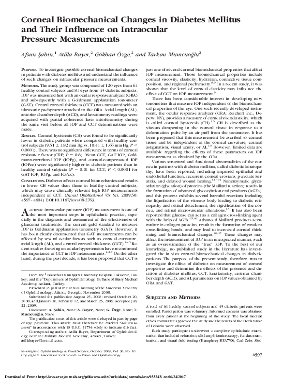 (PDF) Corneal Biomechanical Changes in Diabetes Mellitus and Their ...