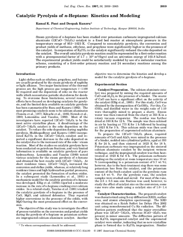 (PDF) Catalytic Pyrolysis of n-Heptane: Kinetics and Modeling