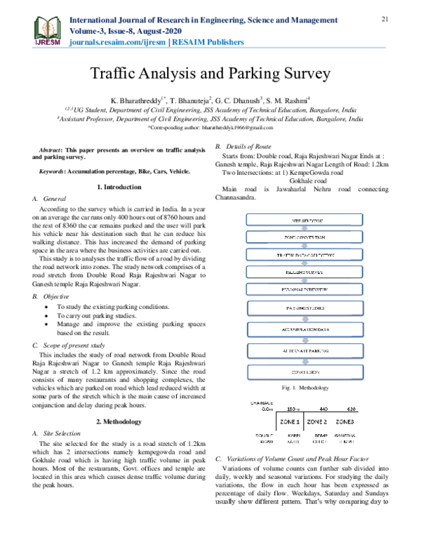 (PDF) Traffic Analysis and Parking Survey