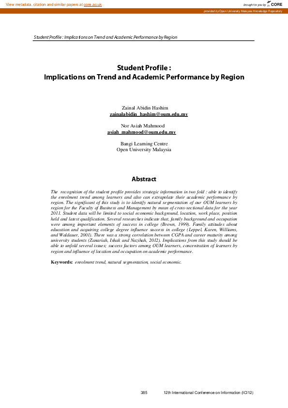 (PDF) Student profile : application on trend and academic performance ...