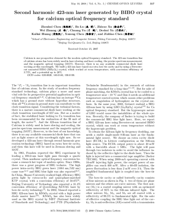 (PDF) Second harmonic 423-nm laser generated by BIBO crystal for ...