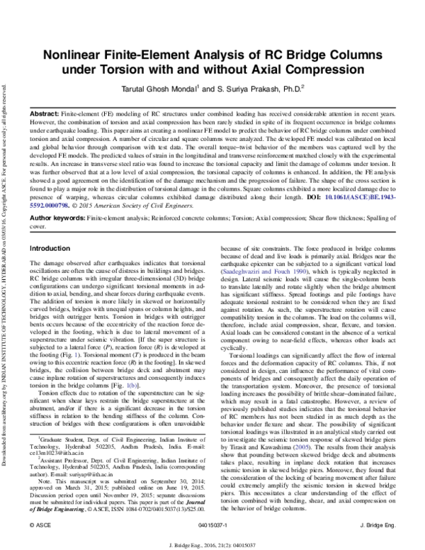 (PDF) Nonlinear Finite-Element Analysis of RC Bridge Columns under ...
