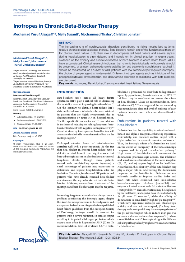 (PDF) Inotropes in Chronic Beta-Blocker Therapy