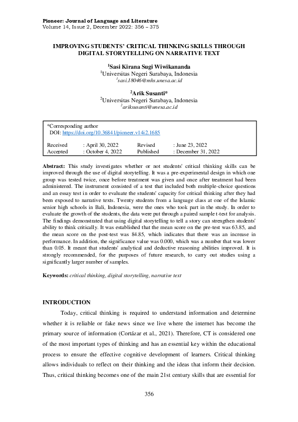 (PDF) Improving Students’ Critical Thinking Skills through Digital ...