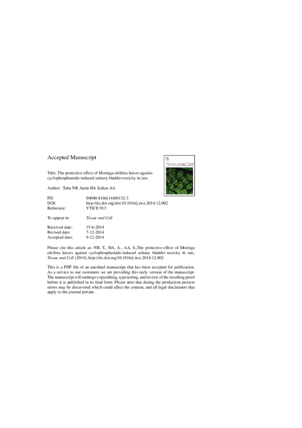 (PDF) Protective effect of Moringa oleifera leaves against gentamicin ...