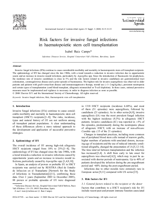 (PDF) Risk factors for invasive fungal infections in haematopoietic ...