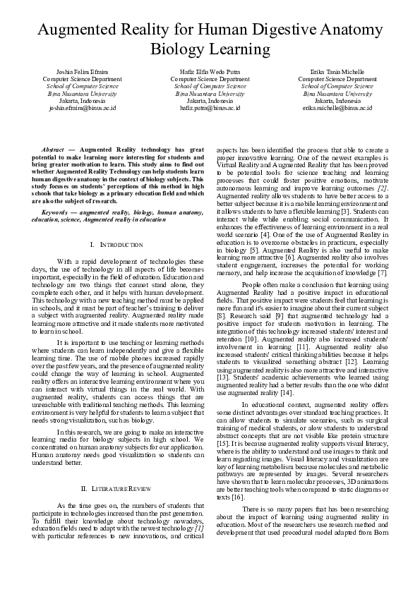 (PDF) Augmented Reality for Human Digestive Anatomy Biology Learning