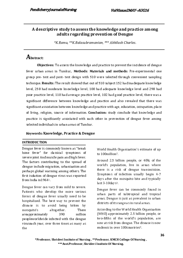 (PDF) A descriptive study to assess the knowledge and practice among ...