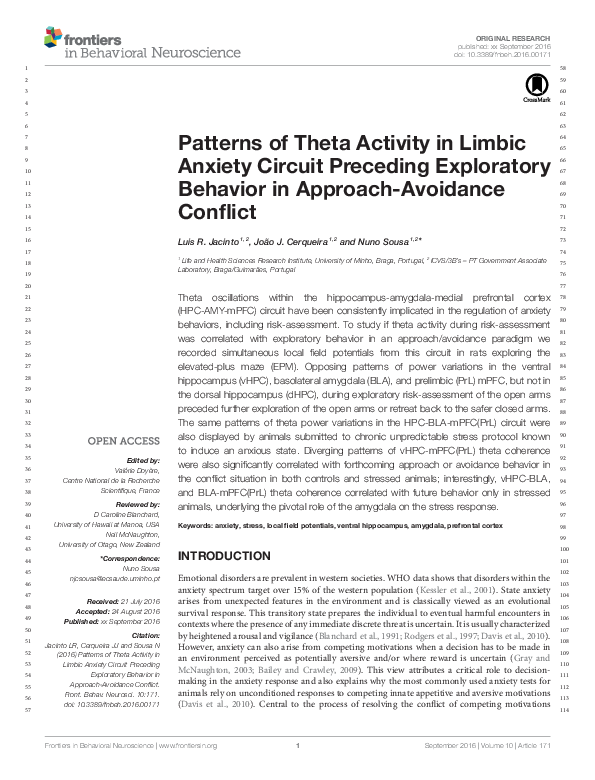 (PDF) Patterns of Theta Activity in Limbic Anxiety Circuit Preceding ...