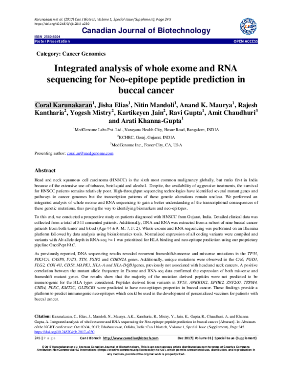 (PDF) Integrated analysis of whole exome and RNA sequencing for Neo ...