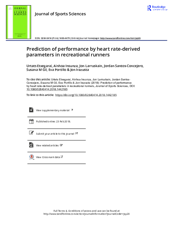 (PDF) Prediction of performance by heart rate-derived parameters in ...