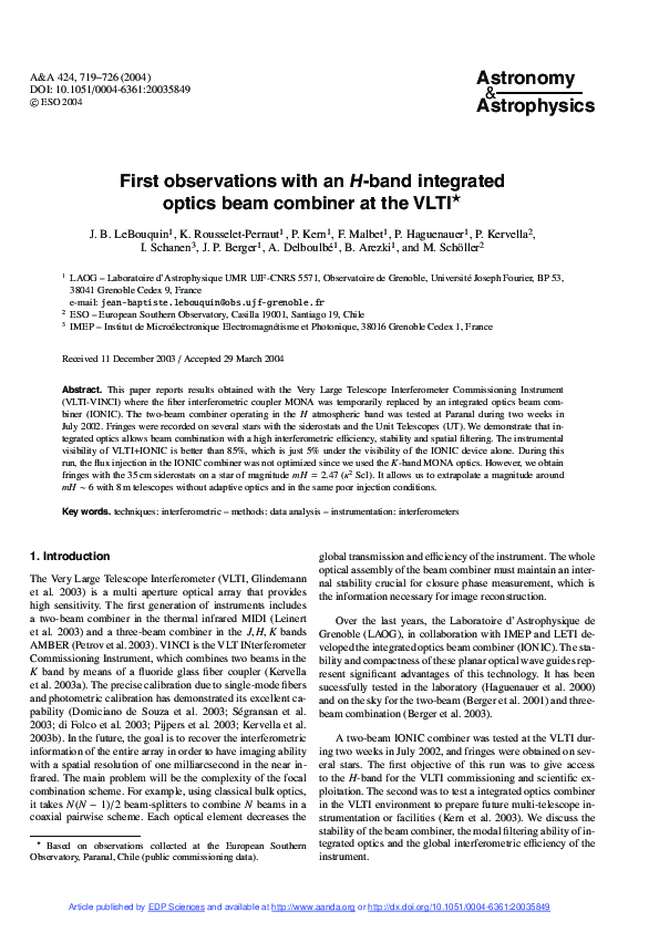 (PDF) First observations with anH-band integrated optics beam combiner ...