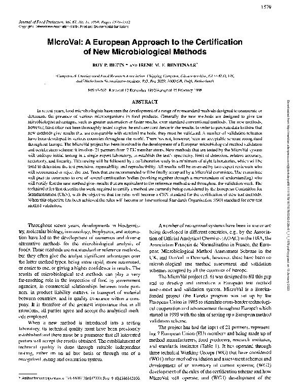 (PDF) MicroVal: a European approach to the certification of new ...